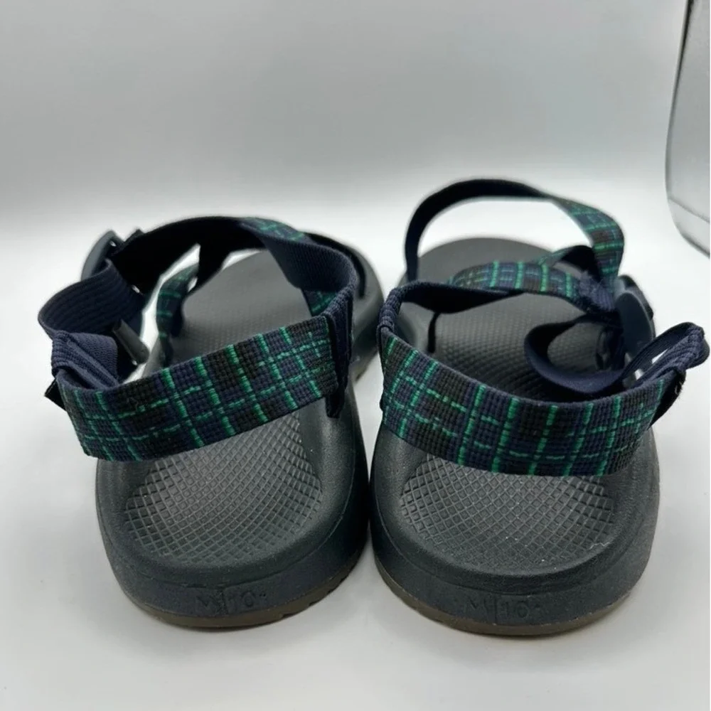 Chaco Z1 Classic Mens 10 Sport Sandals Navy Green Grid Geometric Gorpcore Hiking